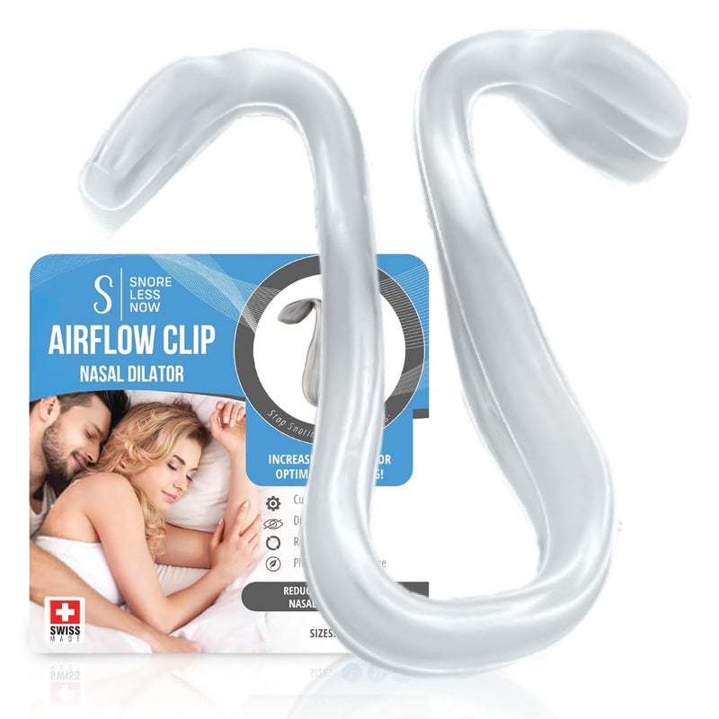Airflow Clip Nasal Dilator by SnoreLessNow SwissMade AntiSnoring Nose Clip Nasal Dilators for Sleeping Breathing BPAFree Nasal Expander for Deviated Septum Relief Nasal Dilator for Snoring